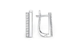 Серьги Дорожки из белого золота с 18 фианитами