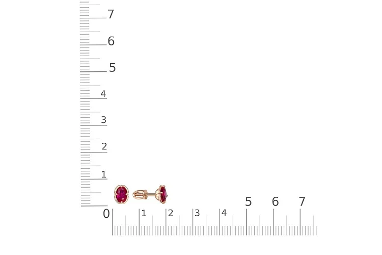 Серьги-пусеты из красного золота с 2 корундами