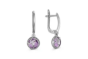 Серьги Веточки из белого золота с 2 аметистами