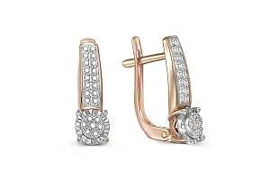 Серьги Малинки из красного золота с 46 бриллиантами