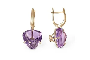 Серьги из красного золота с 2 аметистами