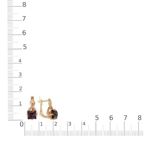 Серьги из красного золота с 2 александритами