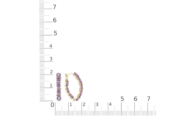 Серьги из жёлтого золота с 24 аметистами