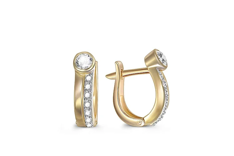 Серьги из жёлтого золота с 16 бриллиантами