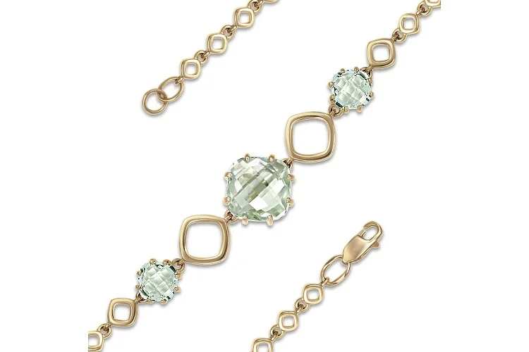 Браслет из жёлтого золота с 3 аметистами