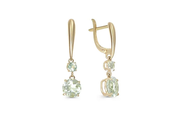 Серьги из жёлтого золота с 4 аметистами