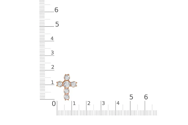 Подвеска Крест из красного золота с 6 бриллиантами