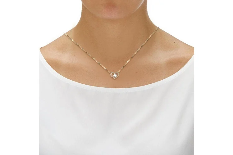 Колье Сердце из красного золота с бриллиантом