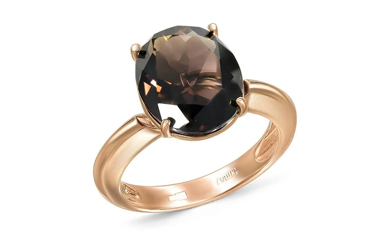 Кольцо из красного золота с раухтопазом