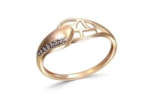 Кольцо из красного золота с 7 фианитами