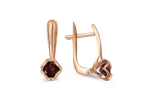 Серьги из красного золота с 2 гранатами