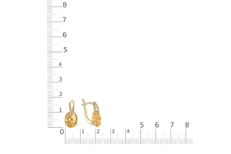 Серьги из жёлтого золота с 2 цитринами