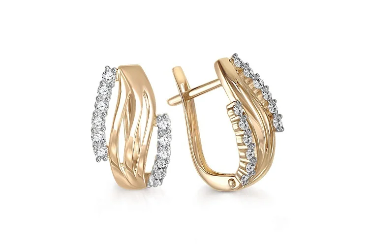 Серьги из жёлтого золота с 24 фианитами