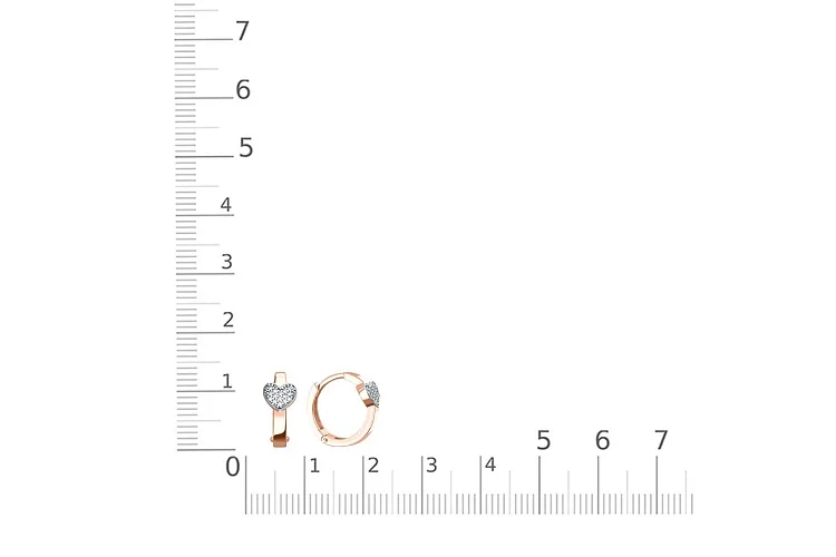Серьги Сердца из красного золота с 30 фианитами