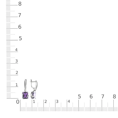 Серьги из белого золота с 2 аметистами