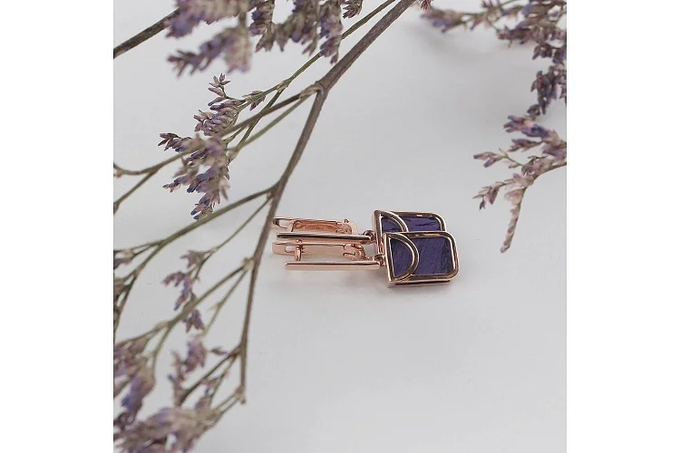 Серьги из красного золота с 2 чароитами