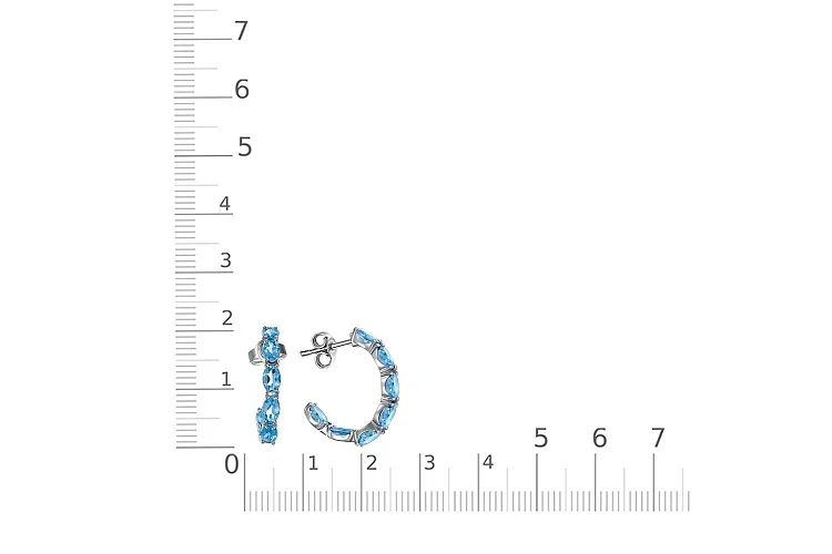 Серьги-пусеты из белого золота с 14 топазами swiss