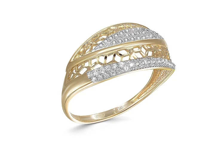 Кольцо Дорожка из жёлтого золота с 51 фианитами