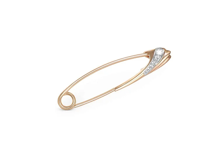 Булавка из красного золота с 3 бриллиантами