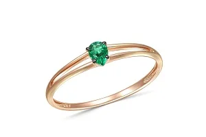 Кольцо из красного золота с изумрудом