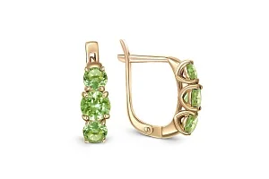 Серьги из жёлтого золота с 6 хризолитами