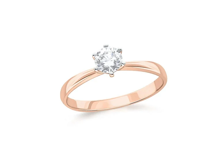 Кольцо из красного золота с фианитом