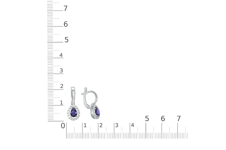 Серьги из белого золота с 2 сапфирами и 32 бриллиантами