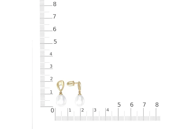 Серьги-пусеты из жёлтого золота с 2 жемчужинами