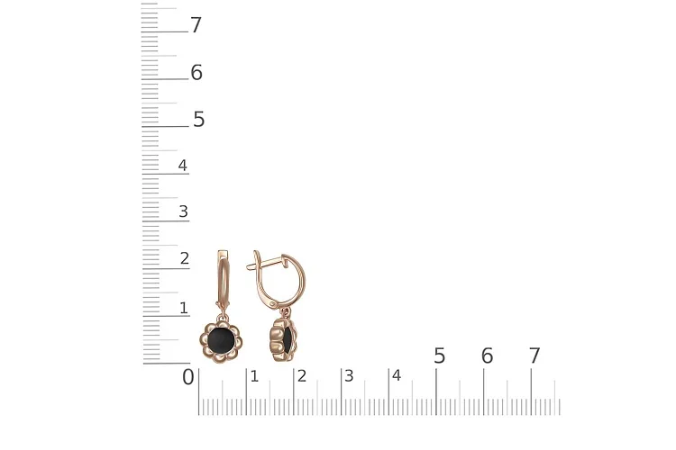 Детские серьги Цветы из красного золота с 2 ониксами