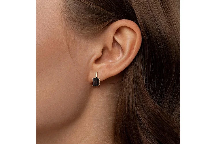 Серьги из жёлтого золота с 2 раухтопазами