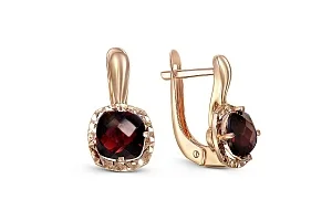 Серьги из красного золота с 2 гранатами