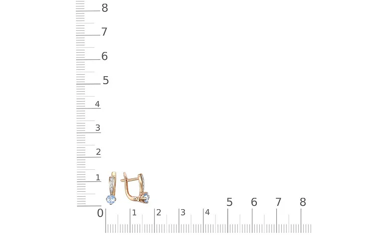 Серьги из красного золота с 2 топазами sky и 8 фианитами