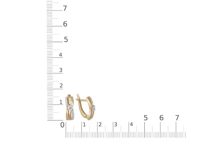 Серьги из жёлтого золота с 26 фианитами