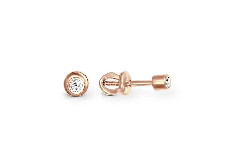 Серьги-пусеты из красного золота без вставок