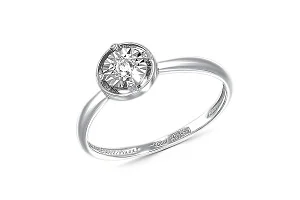 Кольцо Круг из белого золота с бриллиантом
