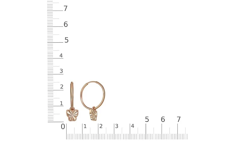 Серьги Бабочки из красного золота без вставок