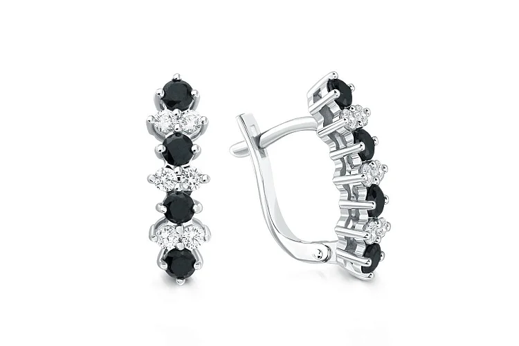 Серьги Дорожки из белого золота с 20 фианитами
