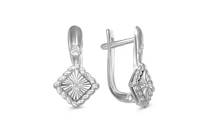 Серьги Квадраты из белого золота с 14 бриллиантами