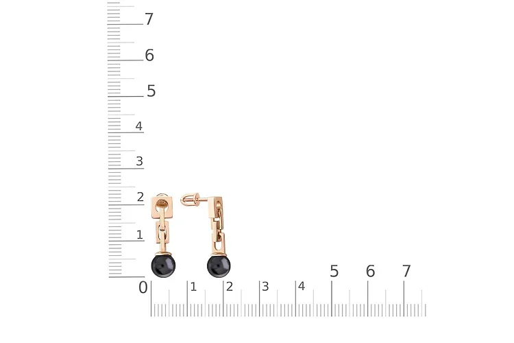 Серьги-пусеты из красного золота с 2 жемчужинами
