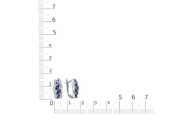 Серьги из белого золота с 8 корундами и 14 бриллиантами