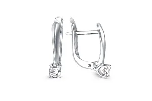 Серьги из белого золота с 2 фианитами