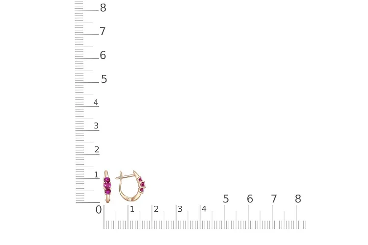 Серьги из красного золота с 6 рубинами