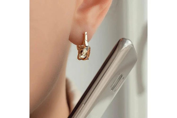 Серьги из жёлтого золота с 2 цитринами