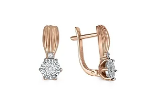 Серьги из красного золота с 4 бриллиантами