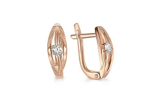 Серьги из красного золота с 2 фианитами