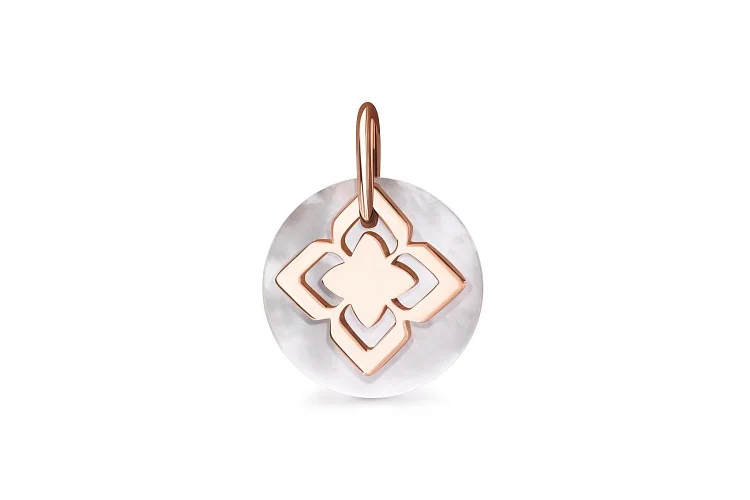 Подвеска Клевер из красного золота с перламутром