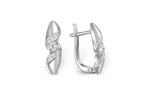 Серьги из белого золота с 14 фианитами