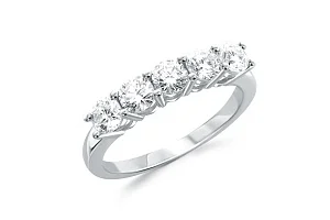 Кольцо Дорожка из белого золота с 5 муассанитами