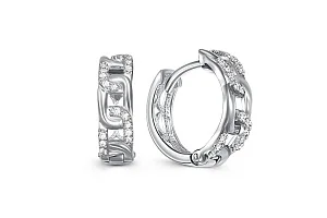 Серьги из белого золота с 36 фианитами