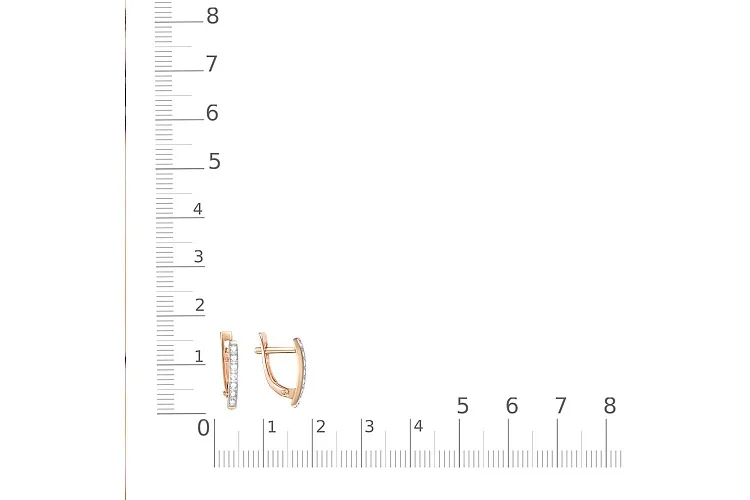 Серьги Дорожки из красного золота с 14 бриллиантами
